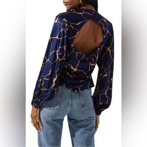 🛍️ 3FOR20 | ASTR the Label | Veronica Cutout Cowl Neck Satin Blouse | Med | NWT